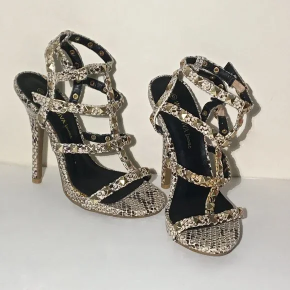 Wild Diva Lounge Snake Cage Stiletto shoes 6 NWT - Picture 6 of 14
